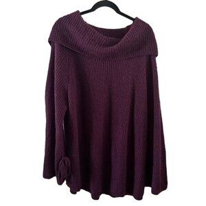 Olivia Sky Sz 3X Purple Knit Bow Sleeve Acrylic Oversized Cowl Neck Sweater